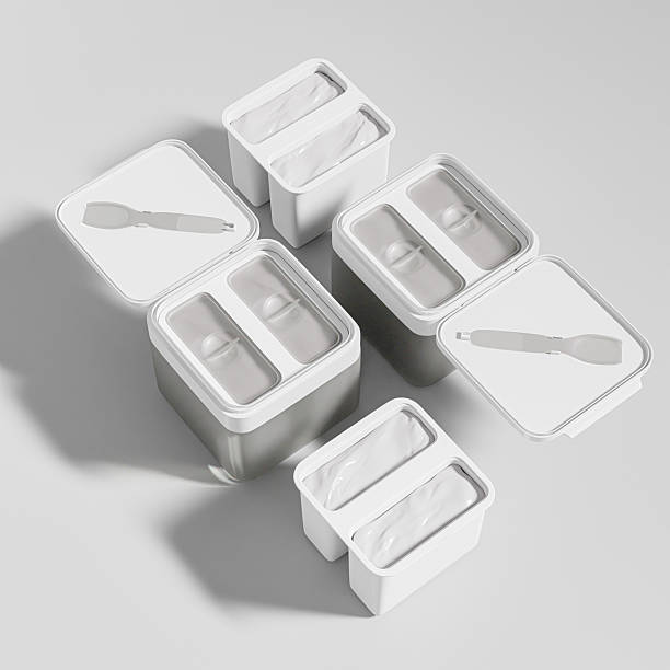 istock double chamber cream jar container with spoon, square shape dual chamber skincare packaging for facial mask. flip top cap cosmetic jar with beauty spatura, double wall replaceable skincare container 2237840889