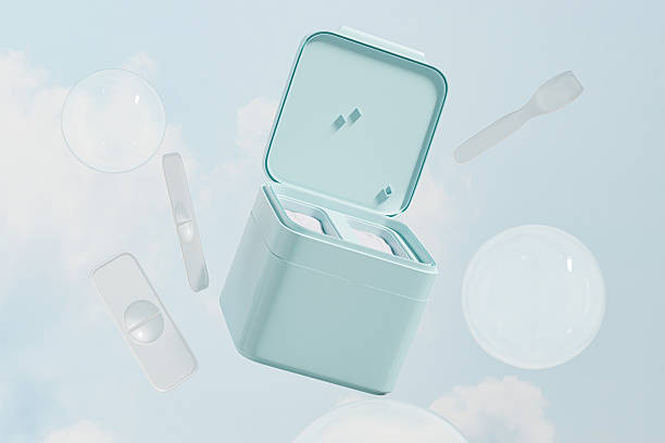 istock blue flip top cap cream jar container with spoon mockup, square dual chamber cosmetic packaging with beauty spatura, double wall replaceable plastic rectangular box for moisturizing facial mask 2237840929