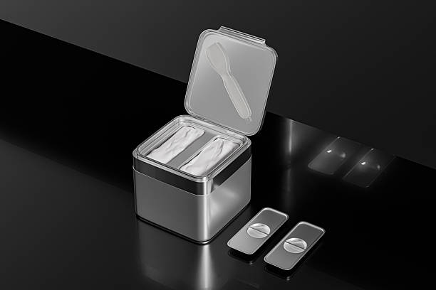 istock luxury silver metallic flip cap cream container, Square skincare Jar with beauty spatula mockup, dual chamber facial mask packaging with flip top cap closure, rectangular electroplanting cosmetic box 2237840930