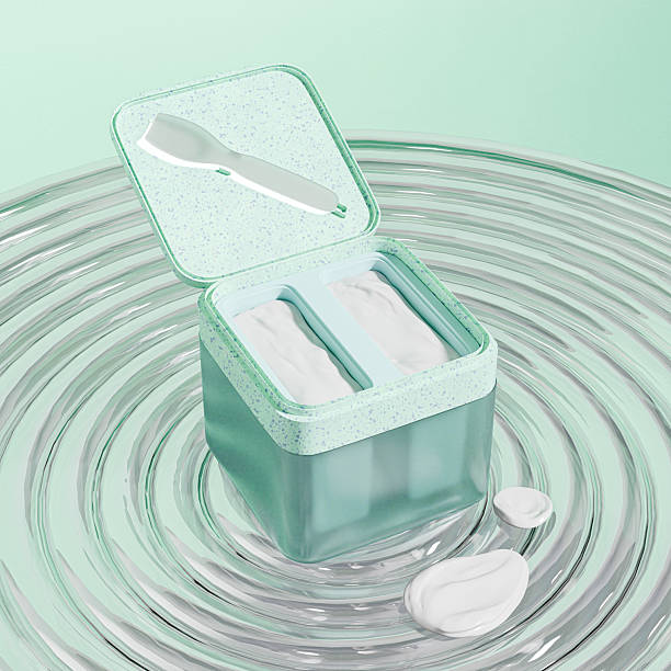 square double chamber skincare box with beuaty spatula mockup, Flip Top Cap rectangular Shape facial mask packaging, recycled Plastic box of cream container, eco-friendly skincare product packaging