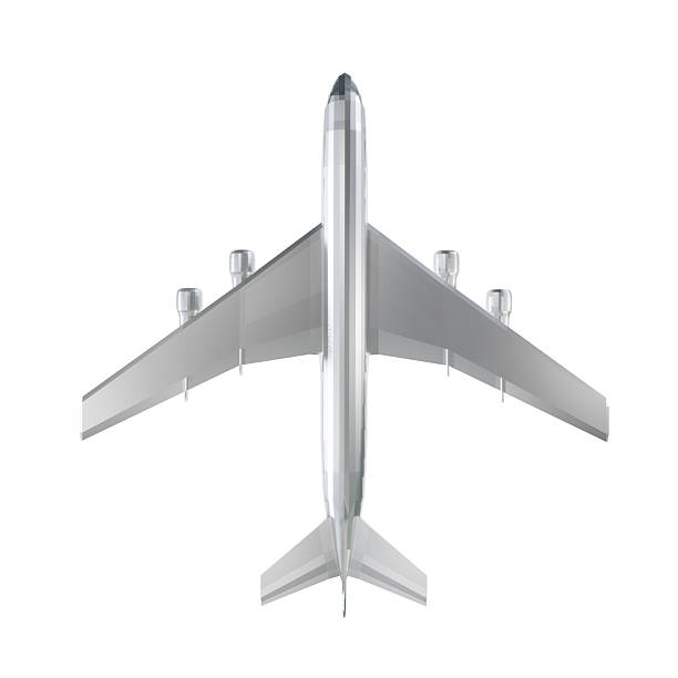 istock Silver passenger aircraft. Airplane from silver metal isolated on white background. 3d illustration. 2237851324