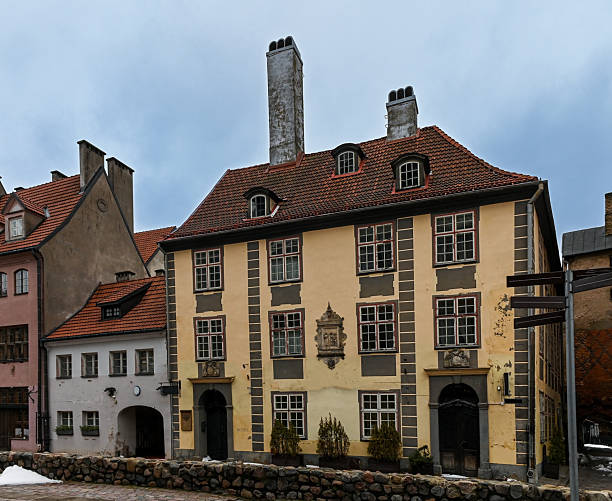 Exterior view of the historic Ekes Konvents Hotel building in Old Riga, Latvia, perfect for architecture, travel, and heritage photography.