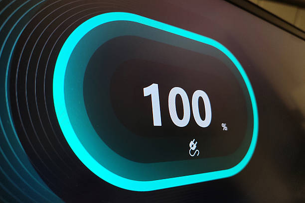 istock Electric Vehicle Battery Charge Status 100. EV Car dashboard display. 2237857158