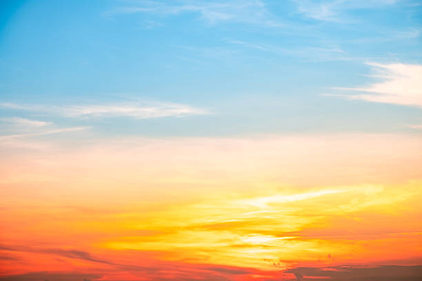 istock Beautiful , luxury soft gradient orange gold clouds and sunlight on the blue sky perfect for the background, take in evening,Twilight, Large size, high definition landscape photo 2237867489