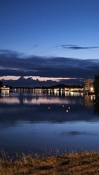 istock Night lights on the lake 2237869586