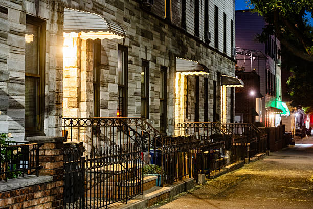 istock Front Stoops Illuminated at Night in Brooklyn New York City 2237869861