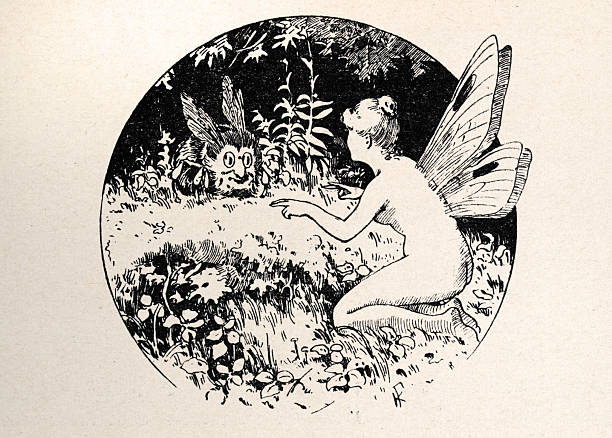istock Fairy talking with a strange bee like monster, fantasy, folklore, Art Nouveau, Jugendstil , Vintage illustration, 1890s, 19th Century 2237871237