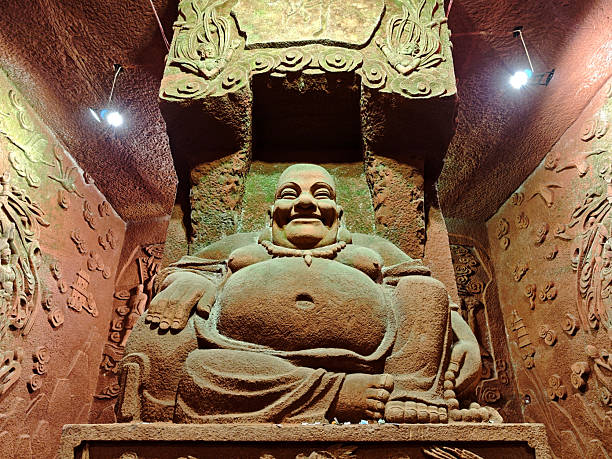Buddha statue in the Underground Palace at the Oriental Buddha Capital (Dongfang Fodu) in Leshan, China,a significant attraction alongside the famous Leshan Giant Buddha in Sichuan Province, China, near the city of Leshan.