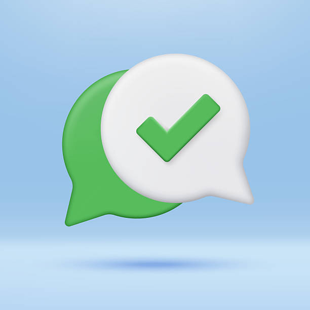 istock 3D white and green speech bubble with green check mark icon. Approved check mark and social media message. Decision, rejection, yes, and no. Minimalist cartoon icon. 3D vector render illustration. 2237876274