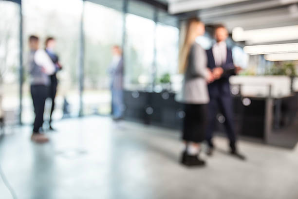 istock Businessmen blur in the workplace or work space of table in office room with computer or shallow depth of focus of abstract background 2237905276