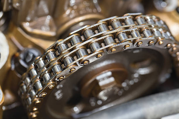 istock Timing chain in a Mercedes Benz petrol engine, engine under the valve dome 2237913369