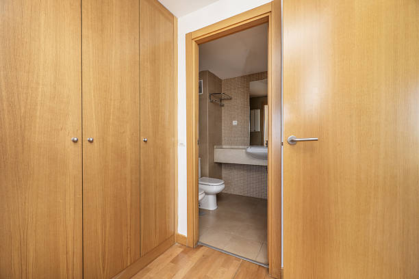 istock A room with a dressing room with oak doors 2237916073