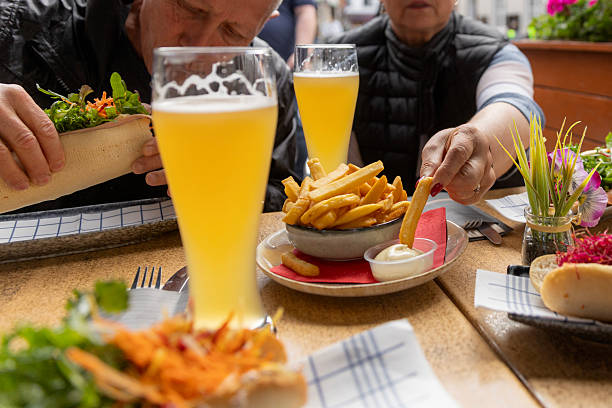 Focus on traditional Belgian food at a cafe