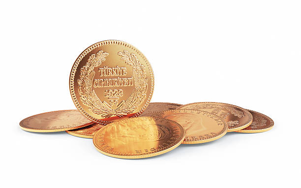 istock Turkish Republic (Ata Lira) Gold Coins with Front and Back Views, Object + Shadow Clipping Path 2237926326