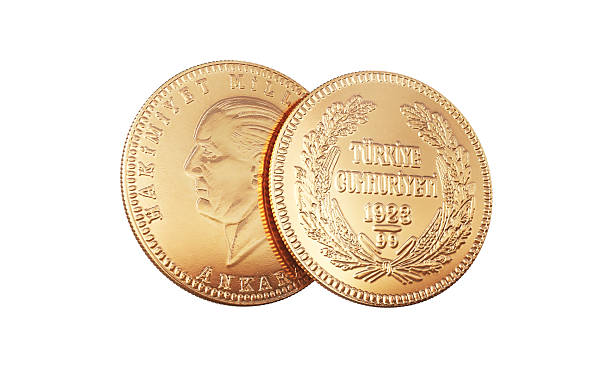 istock Turkish Republic (Ata Lira) Gold Coins with Front and Back Views, Clipping Path 2237926347