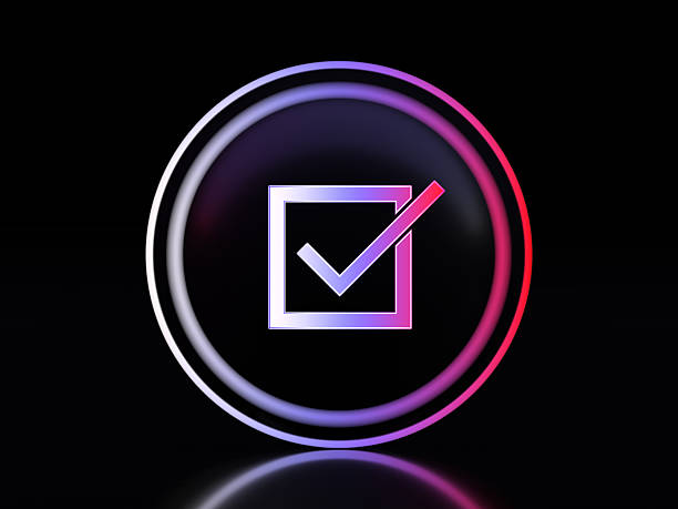 Check mark icon digital technology concept
