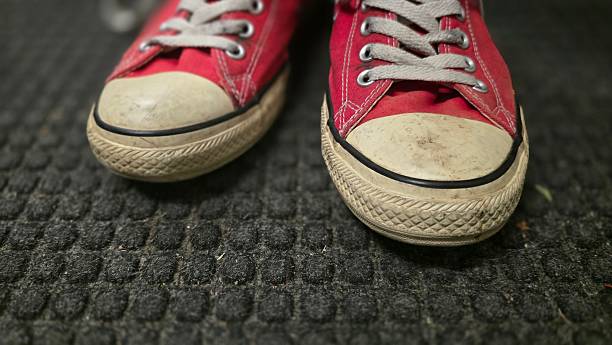 Low angle view at classic sport shoes
