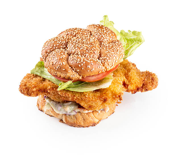 istock Giant breaded chicken schnitzel sandwich with coleslaw isolated 2237949673