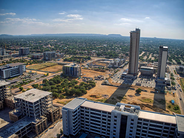 istock aerial view Gaborone CBD central, city skyline , bustling central business district, construction site with new buildings 2237949950