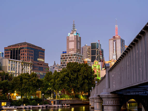 Yarra River and Downtown Melbourne during sunset, Australia