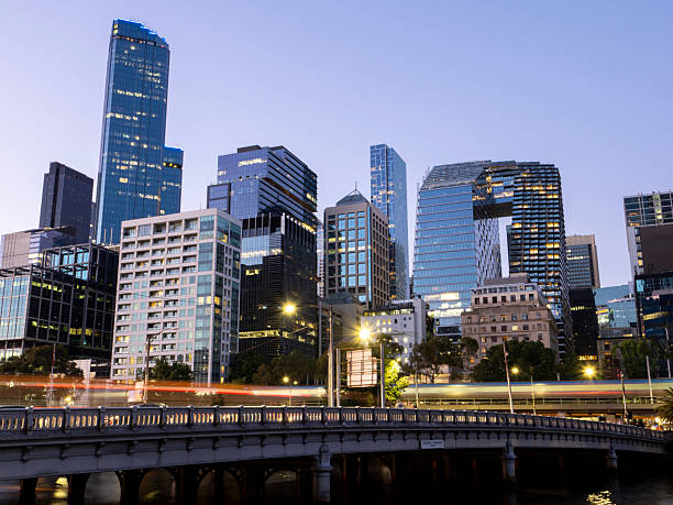 Yarra River and Downtown Melbourne during sunset, Australia