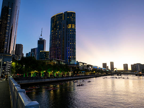 Yarra River and Downtown Melbourne during sunset, Australia