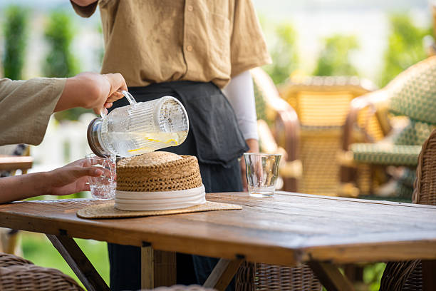 Enjoying a Relaxing Moment at an Outdoor Dining Table