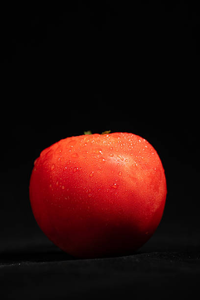 istock Fresh Tomatoes on a Black Background with Dew Drops 2237957513