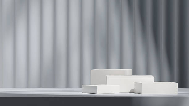 istock in landscape minimal scene, 3d render blank mockup white color block shape 2237959178