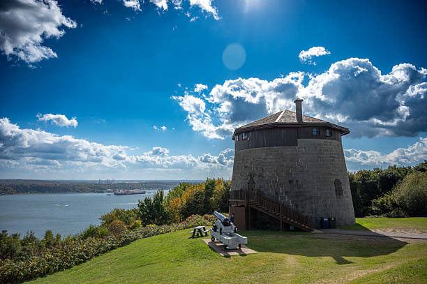 Martello tower on Plains of Abraham during day of autumn in Quebec city