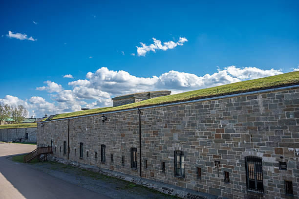Fortification wall of the Citadel of Quebec city during day of autumn