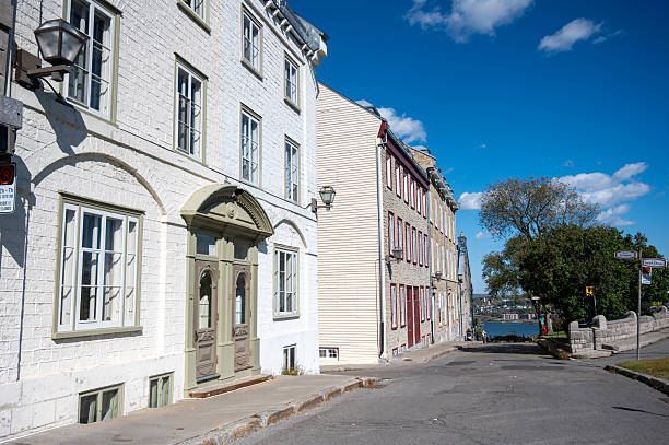 Houses on St-Andre Ave from the Plains of Abraham during a day of autumn in Quebec city