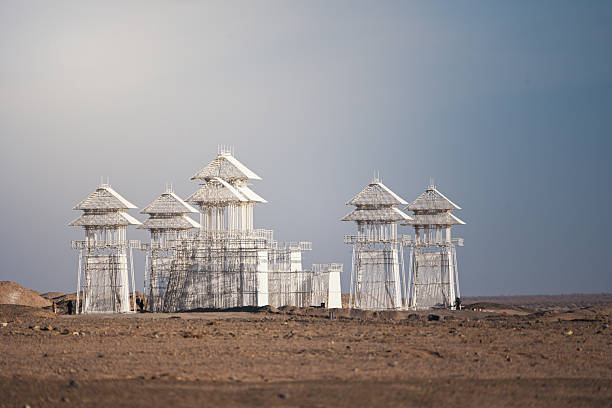 A Cluster of White Structures in the Desert Landscape