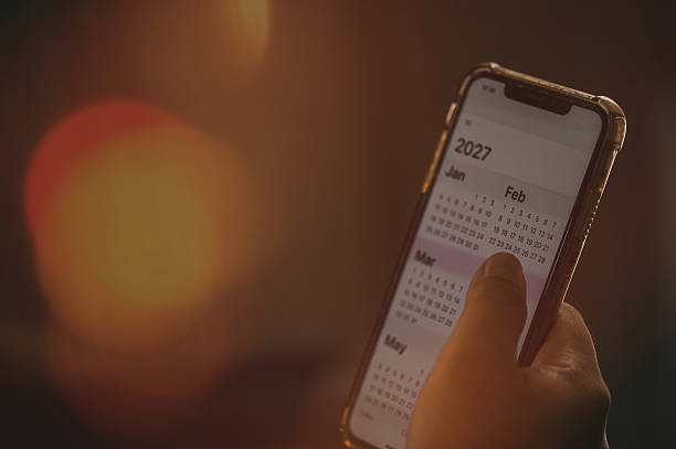istock Concept for time management and financial planning reminder 2027. man using smartphone working with year 2027 calendar, business planning marketing and investment 2237970447