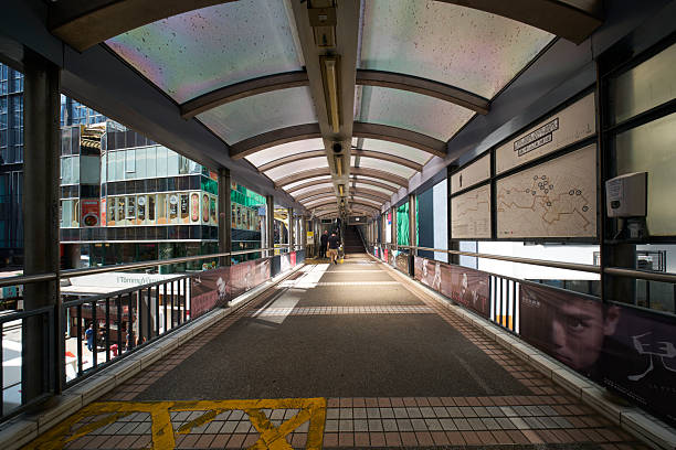 Central, Hong Kong - Sep 15 2025: A section of the Central-Mid-Levels Escalator and Walkway System in Hong Kong, connecting the residential area uphill and business district downhill.