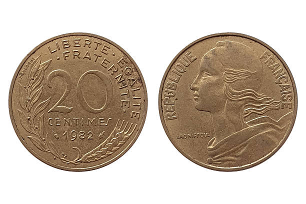 istock France 20 centimes coin 1982 obverse and reverse on white background 2237977294