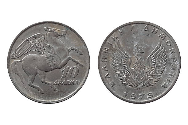 istock Greece 10 drachmai coin 1973 obverse and reverse on white background 2237980503