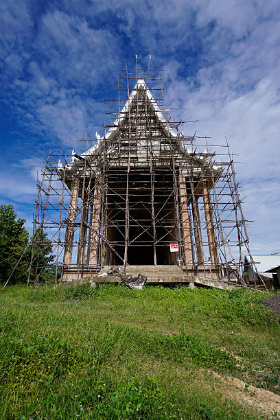 Bamboo scaffolding used on temple building and architectural work in Asia