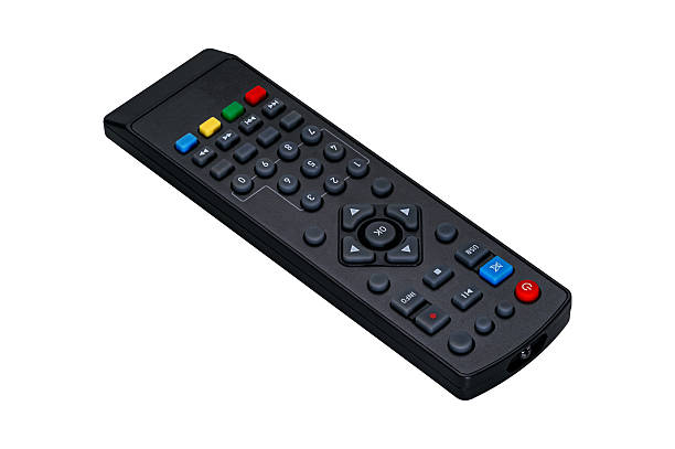 istock High angle view of digital tv box remote control isolated on white background. 2237981651