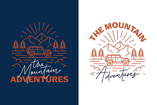 Holiday Mountain Trip Illustration Abstract Logo Monoline Style