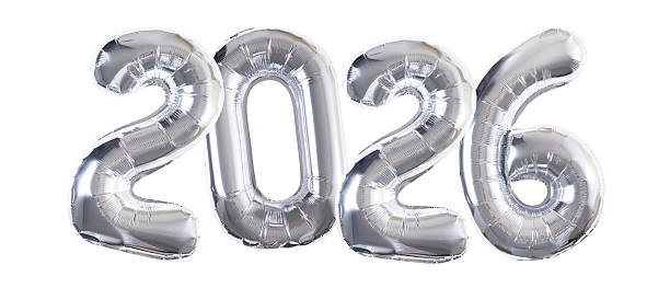 istock silver inflatable balloons shaped as the numbers 2026 2237985476