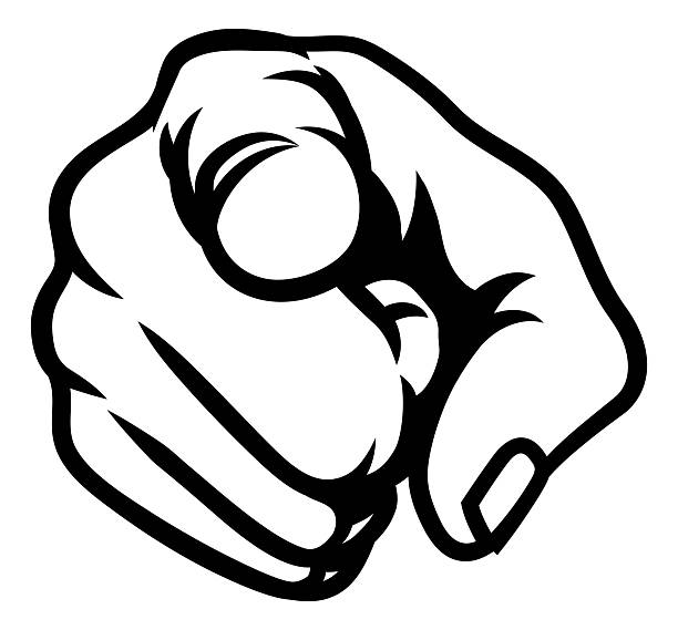 A hand pointing finger at you cartoon illustration