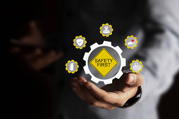 safety first symbols for work safety, Safety first concept.