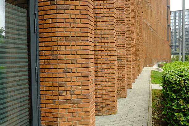 Building wall made of brick, series of blocks in perpective