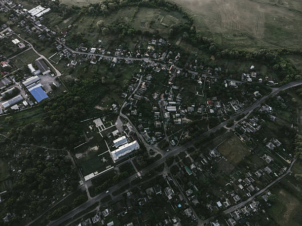istock Drone Look Down on Countryside in Evening 2238001355
