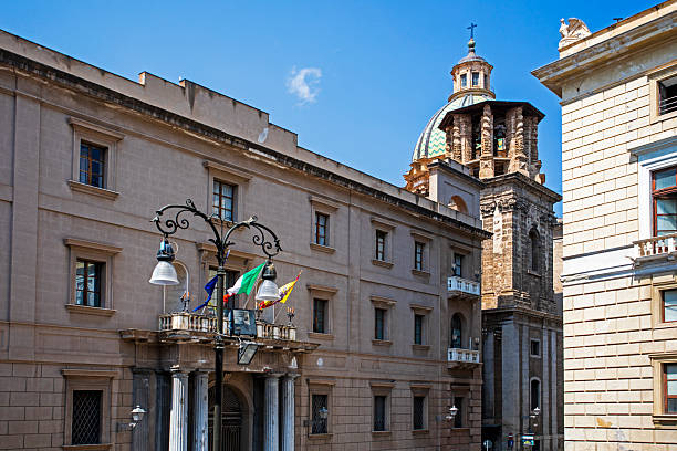 istock Sicily, Italy, and NATO flags on a public building in Palermo 2238014176