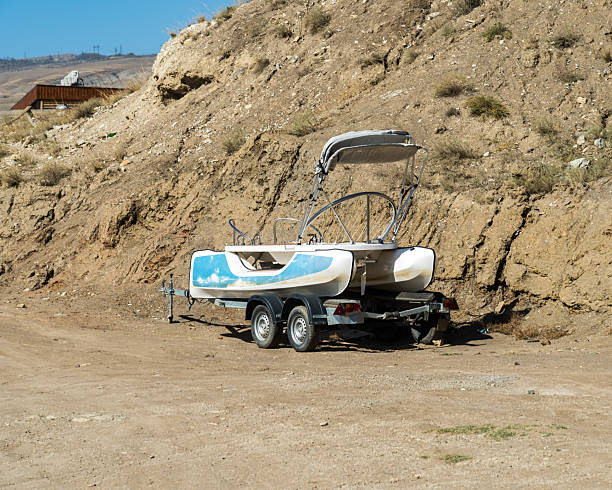 istock trolley trailer with a pleasure catamaran 2238018785
