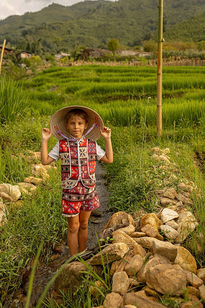 istock Family with children, cute blond boy, visiting Sapa rice fields 2238022413