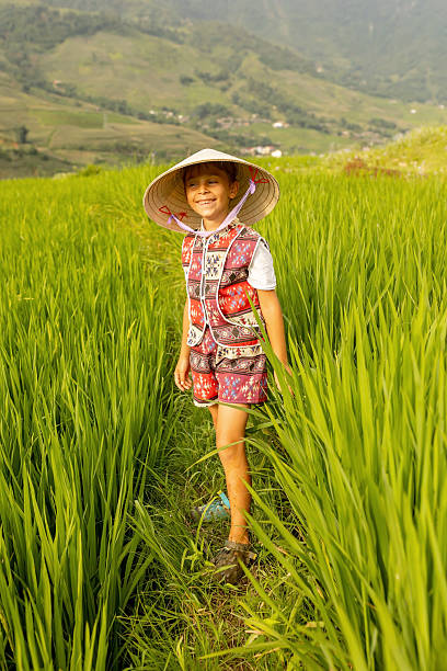 istock Family with children, cute blond boy, visiting Sapa rice fields 2238022414