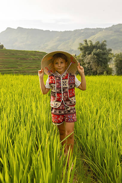 istock Family with children, cute blond boy, visiting Sapa rice fields 2238022426
